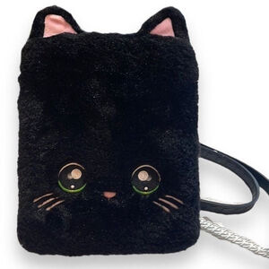 Kitty Cat Black Furry Hard Case Backpack